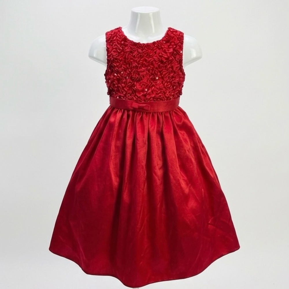 Sugar Plum Red Satin & Sequins Lace Party Dress Holiday Gala Wedding Size 4